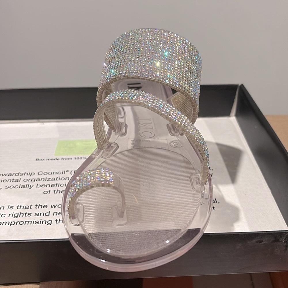 NWT [INC International Concepts] Gianolo Rhinestone Slip-On Sandals Womens 5 & 6 - Picture 10 of 12